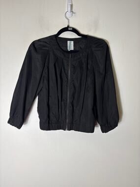 Moonlight Black Lightweight Puff Sleeve Zip Up Jacket Sz S
